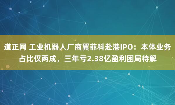 道正网 工业机器人厂商翼菲科赴港IPO：本体业务占比仅两成，三年亏2.38亿盈利困局待解